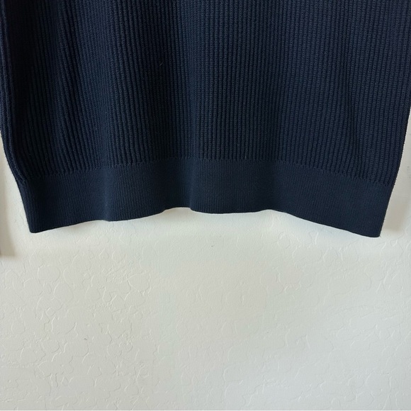 Express Men’s Navy Color Block Cotton Knit Crew Neck Sweater Large - Picture 2 of 6